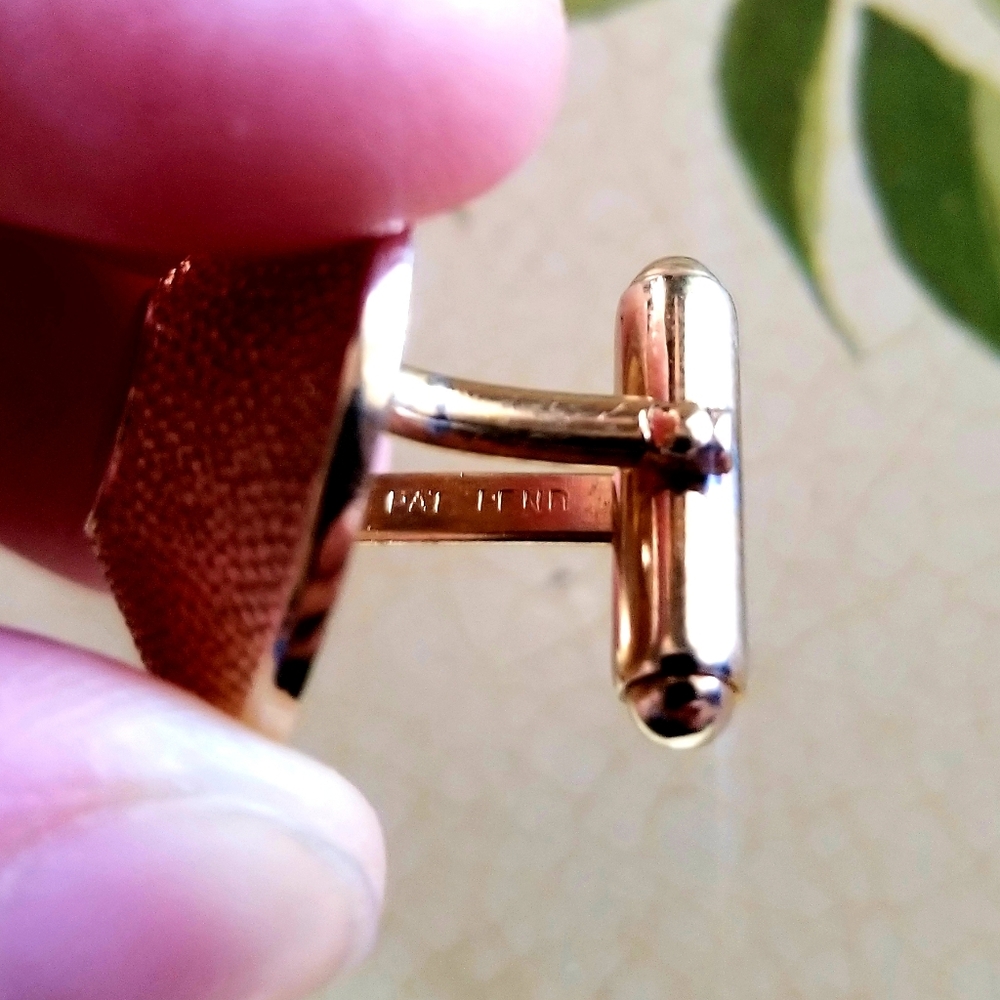 VTG Pat Pend Gold Classic Cufflinks - Picture 6 of 8